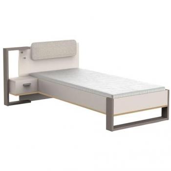 Pack Cama Juvenil Camillia 90x200 cm con Mesita de Noche en Roble Vicenza, Gris y Arcilla, Fabricado en Melamina