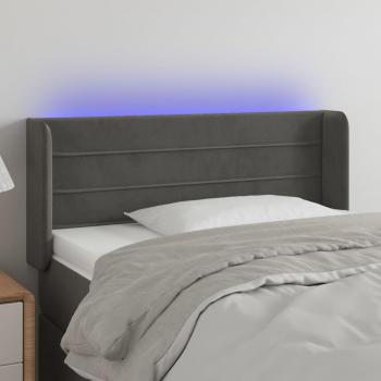 Cabecero LED gris oscuro de terciopelo con dimensiones 83x16x78/88 cm