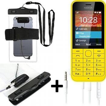 Estuche estanco al agua con entrada de auriculares para Nokia 220 Dual SIM + auricular incluido, transparente | Trotar bolsa de playa al aire libre caja brazalete del teléfono caso de cáscara bajo playa - K-S_Trade