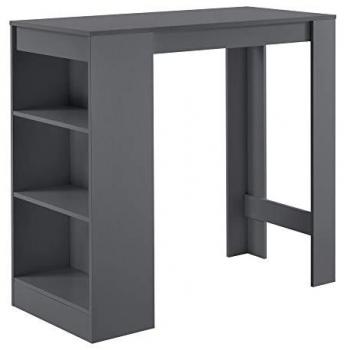 Mesa de Bar Kouvola Elegante 110 x 50 x 103 cm con 3 Estantes y Barra Integrada - Gris Oscuro