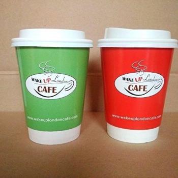 500 x tazas de café desechables 16 oz de doble pared de papel con tapa