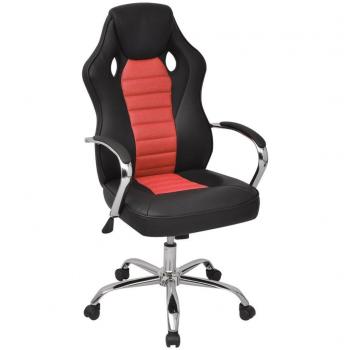 vidaXL Silla de Oficina Ejecutiva Carreras Rojo Brillante Cuero Sintético