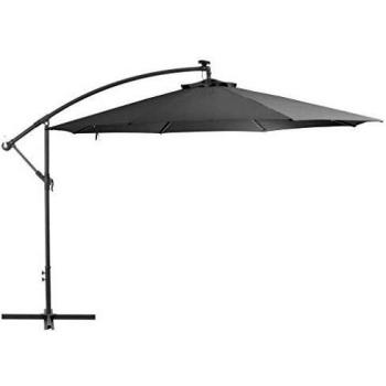 LED Cantilever Garden Umbrella with Metal Pole 350 cm Anthracite