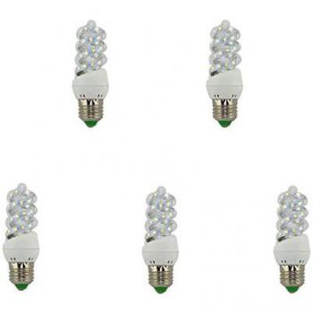 Bombilla LED Espiral E27 7W (Pack de 5) Luz Cálida 3000K, Salida 595 Lúmenes, Tecnología SMD 2835