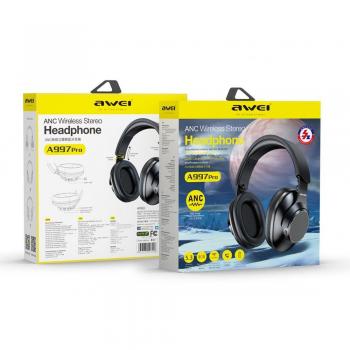 Auriculares Bluetooth Awei A997 Pro ANC con micrófono, cancelación activa de ruido, inalámbricos y diseño sobre la oreja