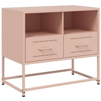 Mueble TV Multimedia Rosa 68 x 39 x 60,5 cm Acero con 2 Tirores y 2 Compartimentos Abiertos