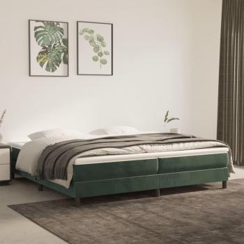 Cama box spring suave con colchón de terciopelo verde oscuro 200x200 cm