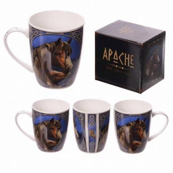 Tazza mug colazione in ceramica Bone China con Cavalli Apache by Lisa Parker