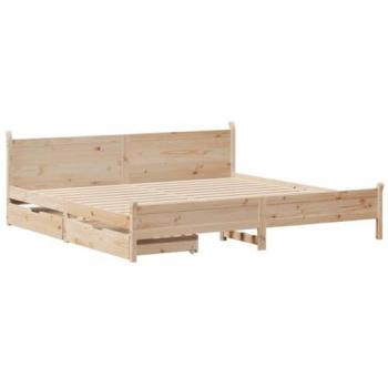Estructura de Cama sin Colchón 180x200 cm en Madera Maciza de Pino, Marco de Cama, Muebles de Dormitorio, Somier