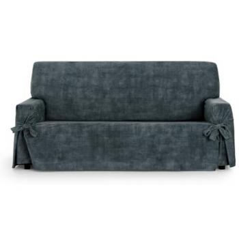 Funda de sofá Eysa 2 plazas antimanchas gris oscuro 140 - 180 cm con lazos