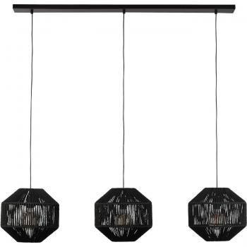 Lámpara colgante Wicker Steel negro mate 3 bombillas 28cm