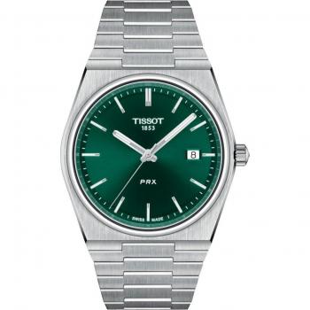 Tissot T-Classic PRX 40 205 Men's Watch with Stainless Steel Case, Green Dial, Quartz Movement, Water Resistant up to 100M