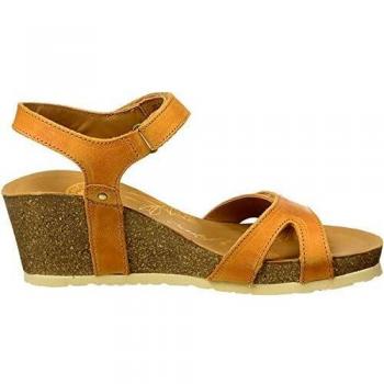 Panama Jack Sandalias de cuña para mujer en piel natural con velcro