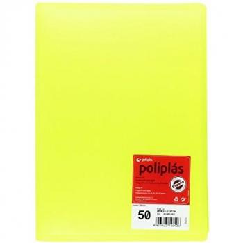 Grafoplas 1461661 - Carpeta de 50 fundas, tamaño folio, tapas PP, color amarillo neon