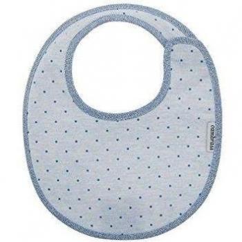 Cambrass Stela - Babero redondo con velcro, 16 x 19 cm, color celeste / mota