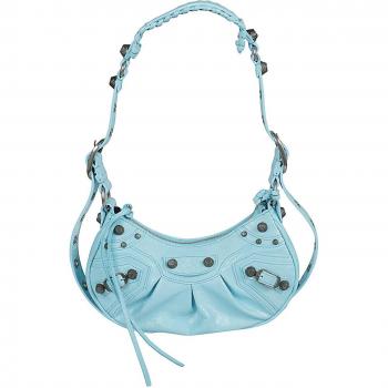 Balenciaga Women's Le Cagole XS Leather Shoulder Bag in Clear Blue | Size UNI