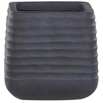 Maceta Cuadrada Grande de Poliresina Negra 28 x 27 cm para Jardín, Resistente a Rayos UV Parikia