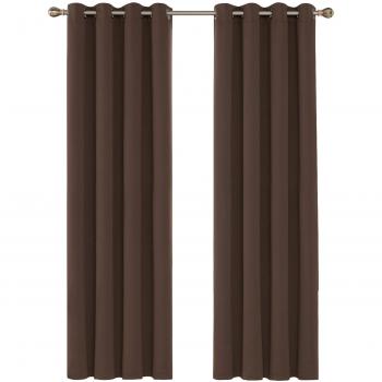 Deconovo Cortina Dormitorio con Aislamiento Térmico Tela Lisa Gruesa Color Sólido Decoración Hogar con Ojales 2 Paneles 140 x 280 cm Marrón
