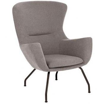 Kave Home - Butaca Otilia Gris con reposabrazos y Patas de Acero en Negro