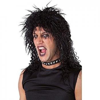 EUROCARNAVALES Peluca Melena Negra Heavy Metal