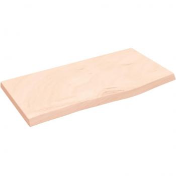 Estante de pared de madera maciza de roble tratado 60x30x(2-4) cm en color natural, marrón claro y marrón oscuro, mueble de almacenaje estantería para oficina, estudio y dormitorio