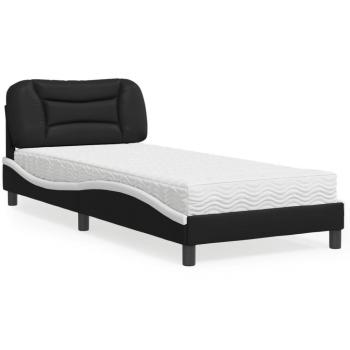 Cama con colchón de cuero sintético blanco y negro 80x200 cm Vidaxl
