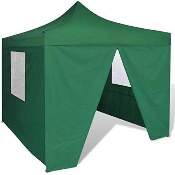 vidaXL Tienda Plegable de Jardín 4 Paredes Acero Poliester Verde Carpa Pérgola