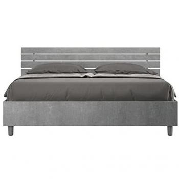 Cama matrimonial 160x190 con somier de láminas y cabecero inclinado de cemento Ankel