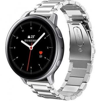 SUNDAREE Compatible con Correa Galaxy Watch Active 2 40MM 44MM,20MM Plata Metal Acero Inoxidable Reemplazo Pulsera Repuesto Smartwatch Band para Samsung Galaxy Watch Active2 40 44/Galaxy Watch Active