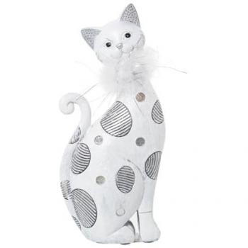 Figura Decorativa Gato Alexandra House Living Blanco Acrílico Plástico Melamina