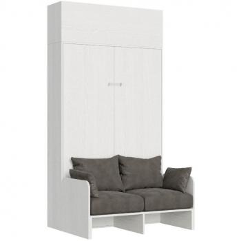 Mueble cama 120x190 cm con sofá y mueble alto de madera blanca Kanto color microfibra 14