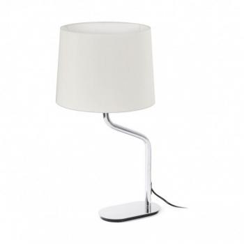 Lámpara de sobremesa Eterna Tela y Acero 60 cm, Faro Barcelona, Cromo/Blanco