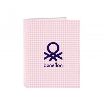 Carpeta Folio 4 Anillas Benetton Vichy - Safta, Diseño Único con Licencia Oficial