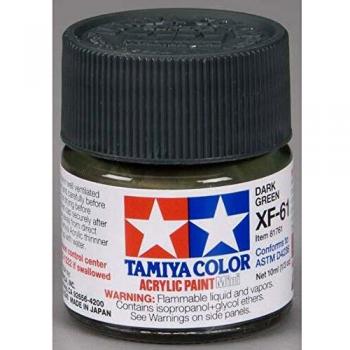 Tamiya 81761 - Pintura Acrílica Mini, Mate Verde Oscuro Frasco de 10 ml, XF-61