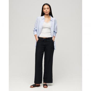 Pantalón de lino negro Superdry para mujer