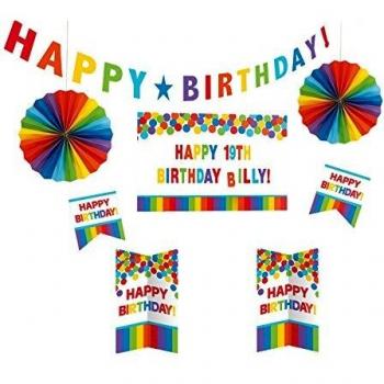 Amscan 241144 Primaria Rainbow de cumpleaños – Kit Decoración de puerta personalizable , color/modelo surtido
