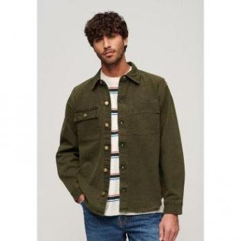 Sobrecamisa de Lona Surplus Verde para Hombre Superdry - Casual, Algodón, Manga Larga, Talla XL 2024