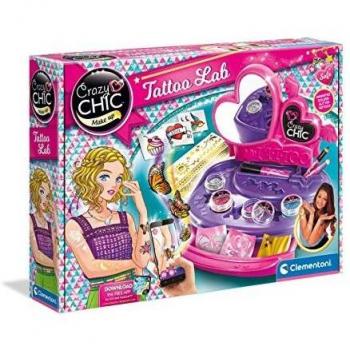 Clementoni - Crazy Chic Estudio de Tatoos - Set para hacer tatuajes temporales infantiles a partir de 6 años