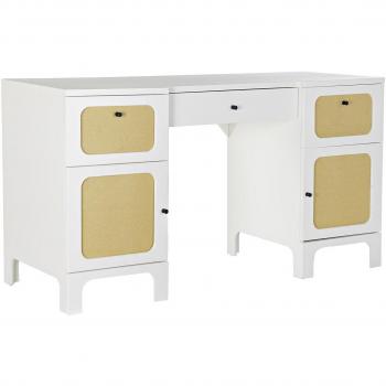 Escritorio DKD Home Decor Abeto Blanco Ratán (140 x 50 x 76 cm)
