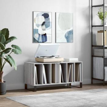 Soporte para móvil y mueble para discos Sonoma gris 100x38x48cm madera multicapa y contrachapada