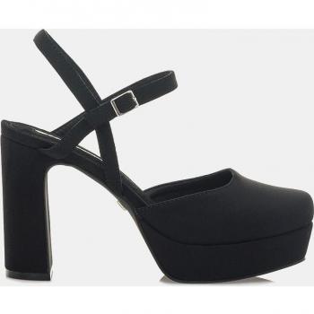 Mariamare - Zapatos de Salón para Mujer con Sujeción al Tobillo, Puntera Cerrada, Color Negro, Altura de Tacón 10 cm y Plataforma con Detalle de Roseta