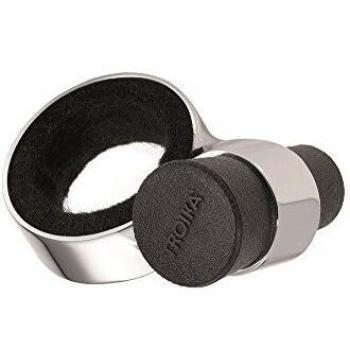 TROIKA 8 Collar de Botella de Vino para atrapar goteos con Soporte de Corcho, Silicona, Plateado/Negro, 6.6x4.2x4.6 cm