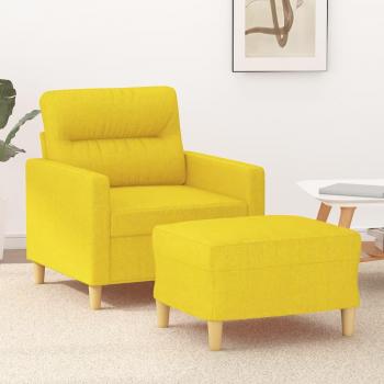 Sillón amarillo claro de 60 cm con reposapiés en tela