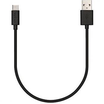 Veho VCL-002-C-20CM Pebble USB-A a USB-C Cable Universal de Carga y sincronización de 0.2 m, Color Negro