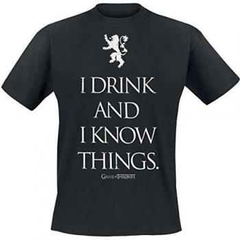 Game Of Thrones Juego de Tronos I Drink and I Know Things Hombre Camiseta Negro 3XL, 100% algodón, Regular