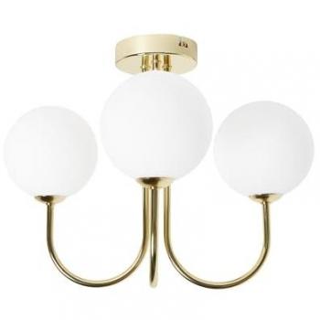 Lámpara de Techo Moderna LED 3 Luces con Pantallas Redondas de Metal Blanco y Dorado, Diseño Elegante para Sala, Dormitorio y Pasillo