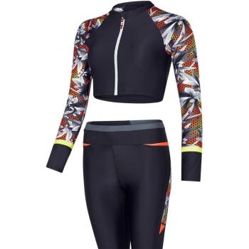 Speedo Ultra Fizz Zip Rash Top Traje de Baño, Mujer, Negro/Gris, S