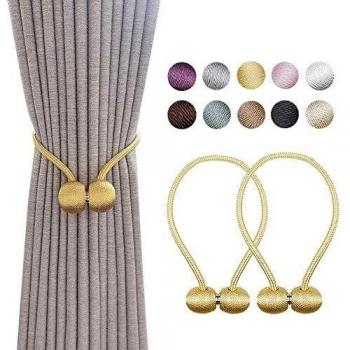 Yicswull Imán para Cortinas, Abrazaderas Cortinas con Detalle de Bola de Gancho Hebillas Cuerda, Set de 2