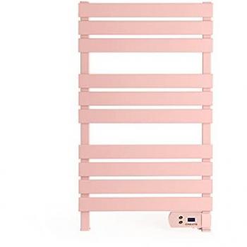 Toallero eléctrico CREATE 500W - Calefactor y secador de toallas para suelo o pared, con temporizador, pantalla LCD y bajo consumo, color rosa pastel