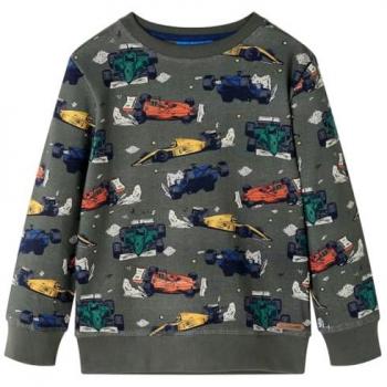 Sudadera Infantil Caqui con Estampado de Coches de Carreras 116